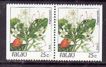 Palau-Sc#133a-Unused NH booklet pair-25c-Indigenous Flower-1987-88-