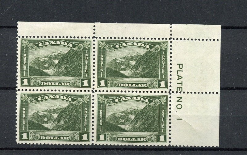 CANADA  $1 SCOTT #177 PLATE BLOCK OF FOUR F/VF PRISTINE GUM MINT NH 