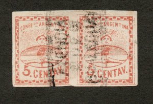 Argentina - Sc# 4 Used / IMPERF PAIR / Gualeguaychu cncl   -      Lot 0723169