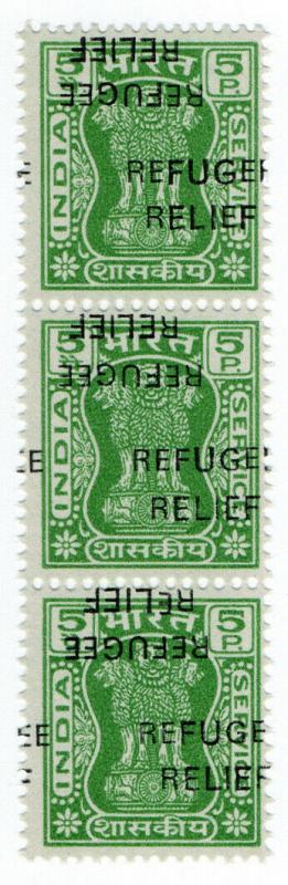 (I.B) India Revenue : Refugee Relief 5p (mutiple overprint)