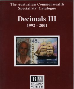 Stamp catalogue - Brusden White Australian Decimals part III 1992-2001