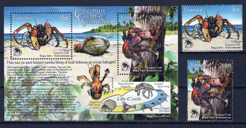 Vanuatu 942-943a MNH Coconut Crabs Marine Life Crustaceans ZAYIX 0624M0014