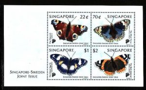 Singapore-Sc#903-7- id8-unused NH set + sheet-Insects-Butterflies-1999-