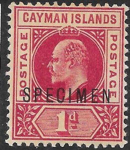 CAYMAN ISLANDS SG4s 1903 1d CARMINE SPECIMEN MTD MINT TONED GUM