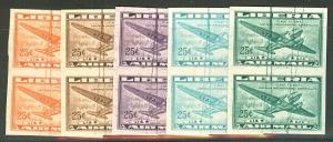 LIBERIA #C61 25¢ Airmail, Spider PROOF Reprint Pairs