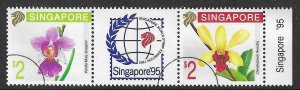 SINGAPORE SG653a 1991 SINGAPORE 95 STAMP EXHIBITION ORCHIDS USED