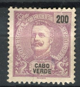 CABO VERDE; 1890s classic Carlos issue Mint hinged 200r. value