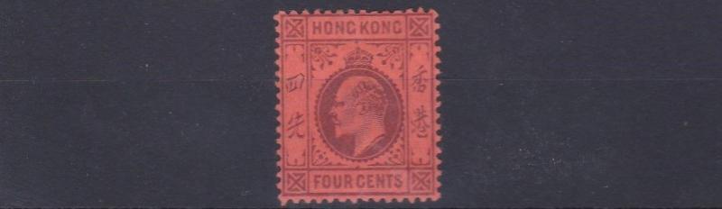 HONG KONG  1904 - 06    SG 78  4C  PURPLE/RED    LMH    