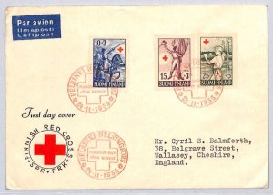 FINLAND 1955 FDC Illustrated RED CROSS Helsinki Air First Day Cover Ches RC115