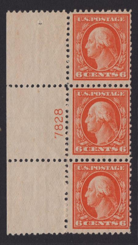 1917 Sc 506 MNH  plate number strip of 3, CV plate block $300