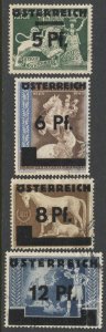 AUSTRIA 1945  Sc 394-397 Used F-VF Surcharge on Germany Horse Derby