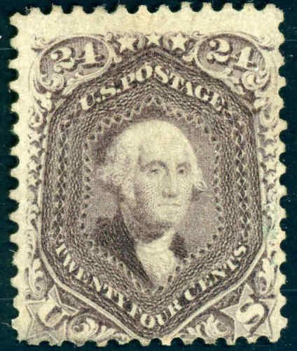 1861 24¢  VIOLET #70C REMOVED CANCELVERY RARE EXAMPLE CAT $2250 CERT 