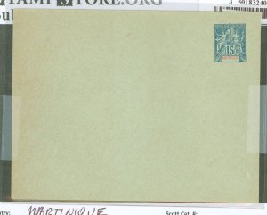 Martinique  1892 15c blue on bluish green, flap is not stuck