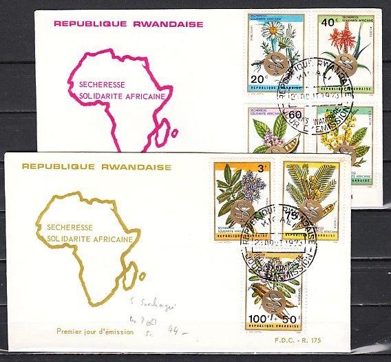 Rwanda, Scott cat. 534-539, B1. Medicinal Plants issue on a First day cover.