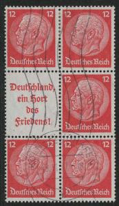 Germany Scott # 422 (5), label A10, used, se-tenant, Mi# S146