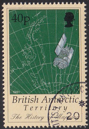 British Antarctic Territory 1998 used Sc #256 40p Map, Satellite