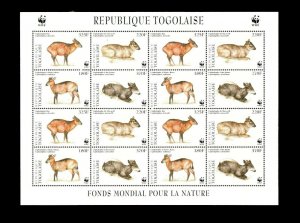 Togo 1996 - WWF, Duiker - Sheet of 16 stamps - Scott #1720 - MNH