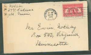 US 627 May 29, 1926 cancel Minneapolis Minn, to Virginia Minnesota, Let's Go Citizen's military training camps