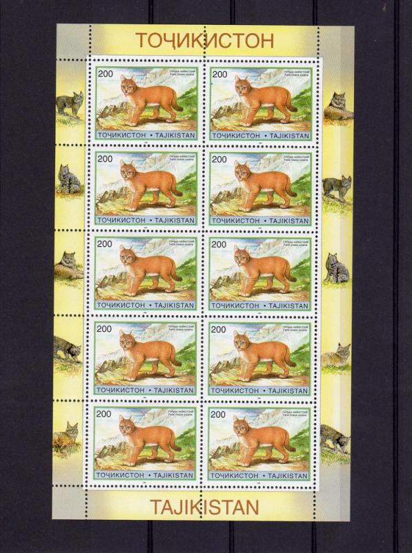 10 x Tajikistan 1996 Sc#92/97  WWF Pallas Cats 6 Sheetlets  (60v) perforated