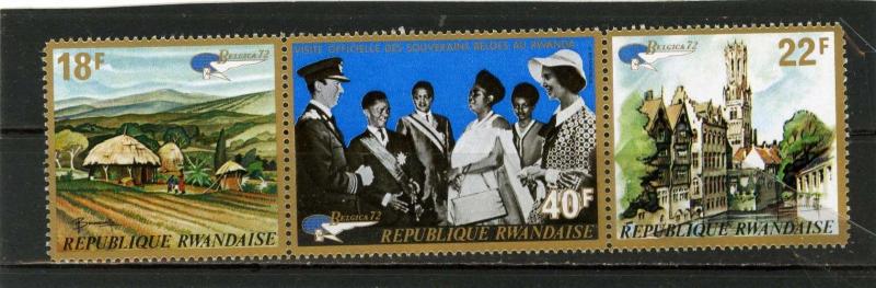 RWANDA 1972 Sc#467-469a BELGIAN ROYAL FAMILY STRIP OF 3 STAMPS  MNH