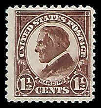 PCBstamps   US # 553  1.5c Warren G. Harding, yellow brown, MH, (1)