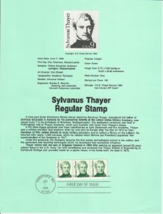US SP511 Sylvanus Thayer Souvenir Page #1852