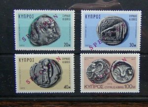 Cyprus 1972 Ancient Coins of Cyprus set overprinted Specimen MNH