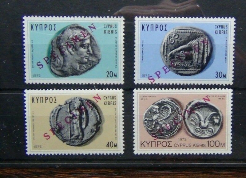 Cyprus 1972 Ancient Coins of Cyprus set overprinted Specimen MNH