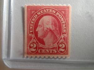 SCOTT # 606 TWO CENT WASHINGTON MINT NEVER HINGED HORIZONTAL COIL GEM !!