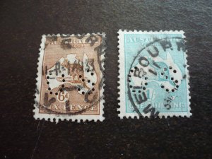 Stamps - Australia - Scott# Officials - Used Part Set of 2 Stamps - Perfins