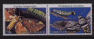 Uruguay stamp 1998 - butterflies eacles imperialis and protoparce lucetius