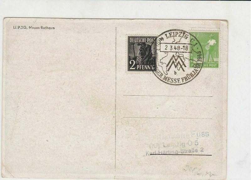 German 1948 Leipzig Cancel photo of Leipzig Town Hall Stamps Card R 16811