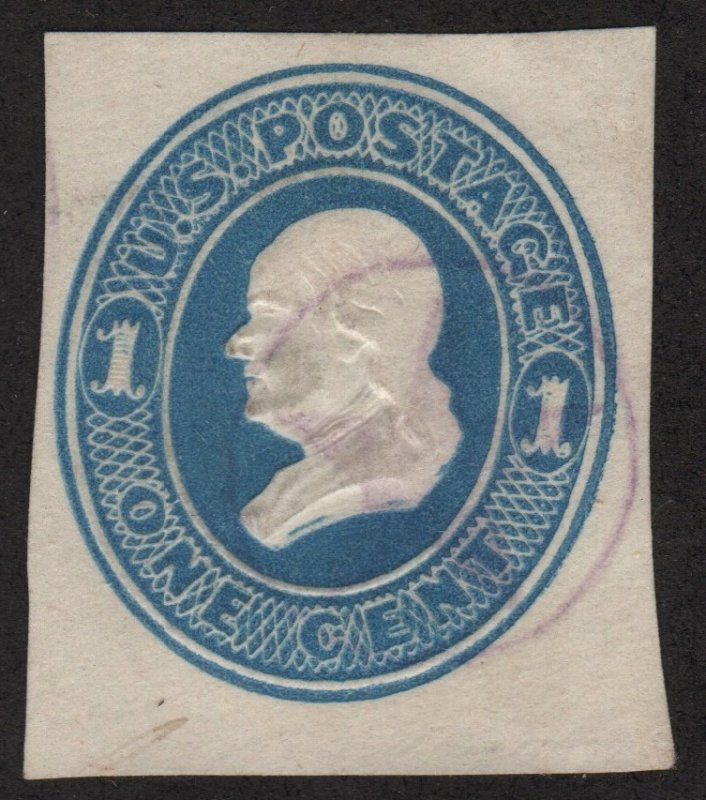 SC#U113 1¢ Franklin Cut Square (1874) Used