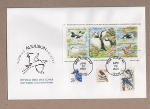 C71, 2483, 3032 singles Fleetwood Cover with a 2001 17th Audubon National Sheet