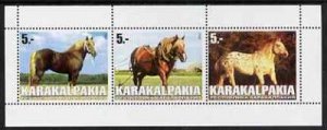 KARAKALPAKIA - 1998 - Horses #2 - Perf 3v Sheet - Mint Never Hinged