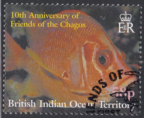 BIOT 2001 used Sc #252 58p Reef fish Friends of the Chagos 10th ann