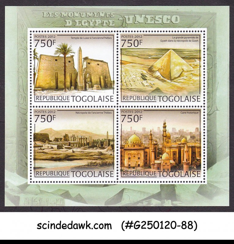 TOGO - 2012 UNESCO MONUMENTS OF EGYPT / PYRAMIDS - MIN/SHT MNH