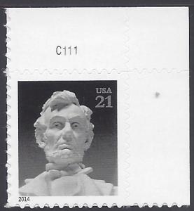 #4860 21c Abraham Lincoln Statue 2nd oz Rate Single Mint NH