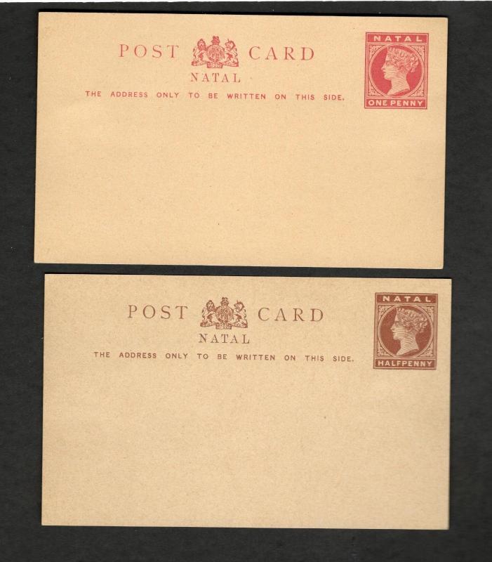 2 Unused 1885 Natal Postal Stationery postcards Fine