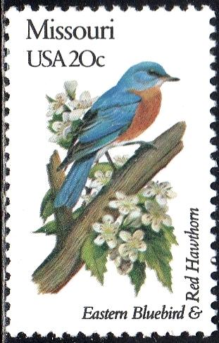 United States 1977A - Mint-NH - 20c Missouri / Eastern Bluebird (1982)