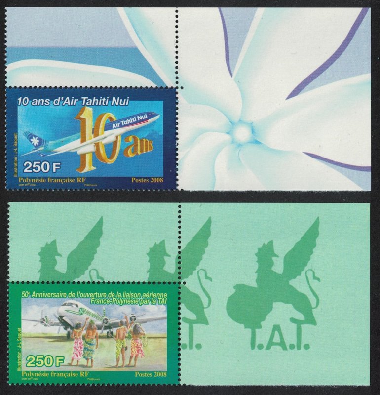 Fr. Polynesia Air Tahiti 2v Top Corners T2 SG#1104-1105 MI#1056-1057 CV£20+