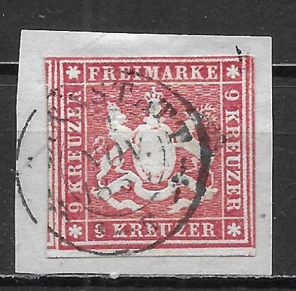 Germany Wurttemberg 17 9kr Coat of Arms single Used