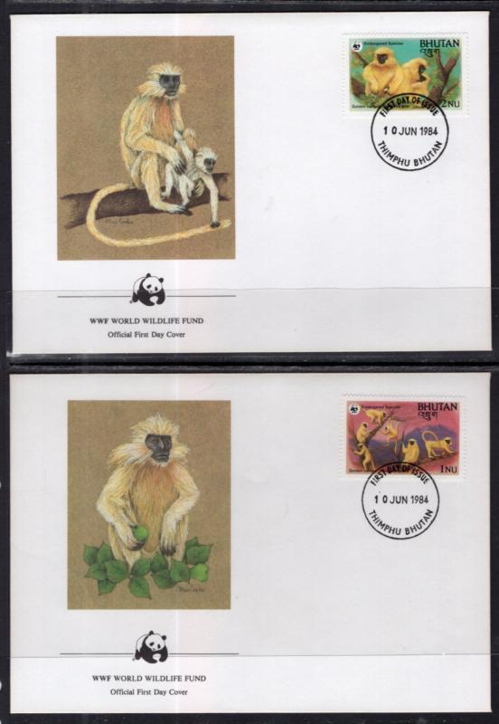 Bhutan 413-416 Monkeys Set of Four U/A FDC