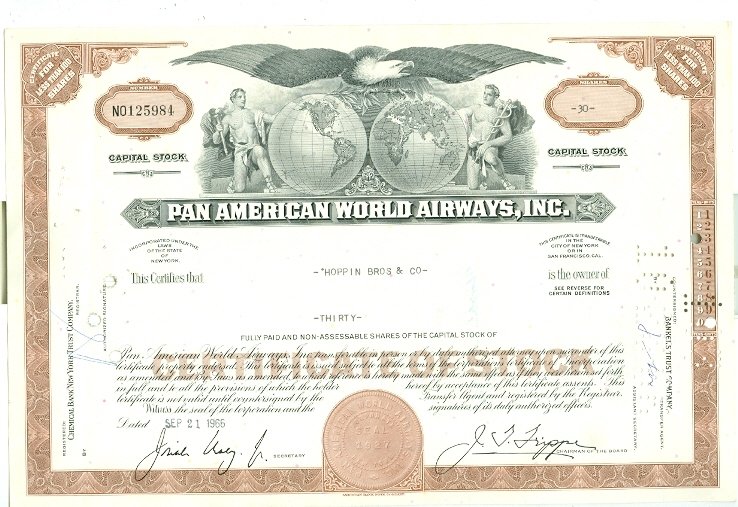 AIRLINES STOCK CERTIFICATES...LOT of (5)