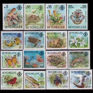 SEYCHELLES 1977 - Scott# 388-403 Wildlife Set of 16 NH