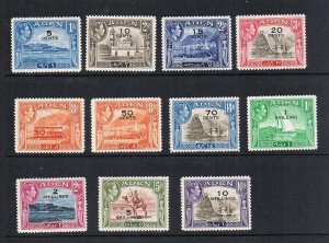 Aden 1951 KGVI Sc 36-46 set of 11 MH