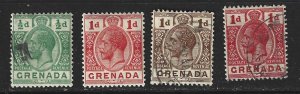 GRENADA Scott #79-80; 92-93 Used King George V Stamps 2018 CV $3.20