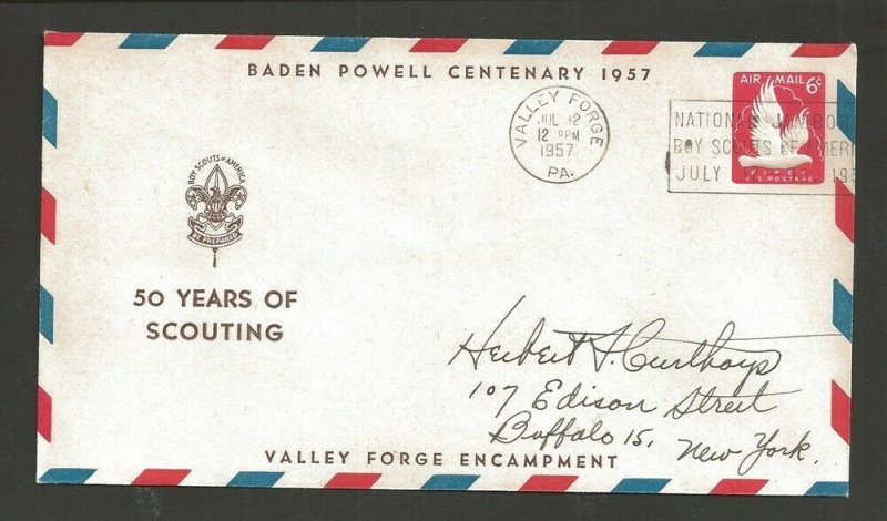 1957 US Boy Scout Jamboree Valley Forge BadenPowell Centenary # UC25 FIPEX