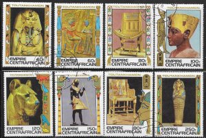 Central African Republic #349-356  King Tut's Artifacts  (U) CV $5.05