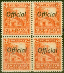 New Zealand 1938 2d Orange SG0123c P.14 V.F MNH Block of 4